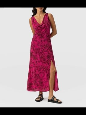 New Saint + Sofia Faye Cowl Neck Dress In Pink Marble Size 4